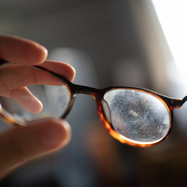 scratched prescription glasses