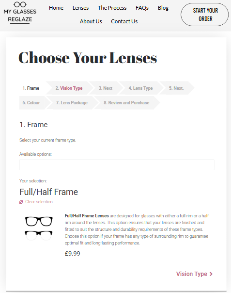 Choose Your Lenses My Glasses Reglaze